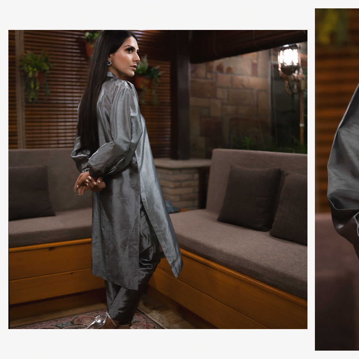 Metallic Grey Silk