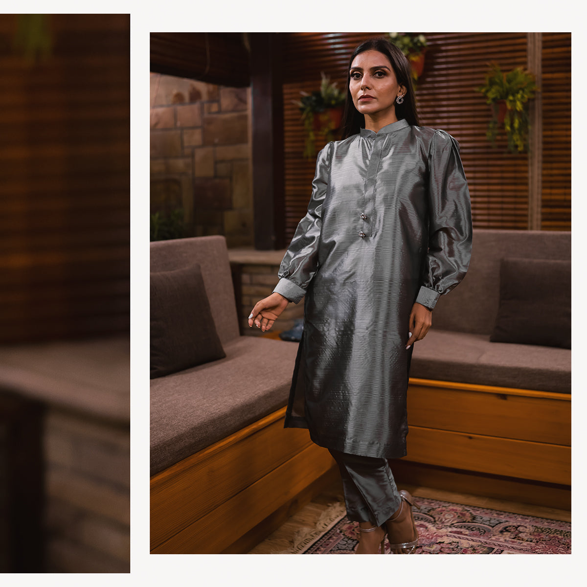 Metallic Grey Silk